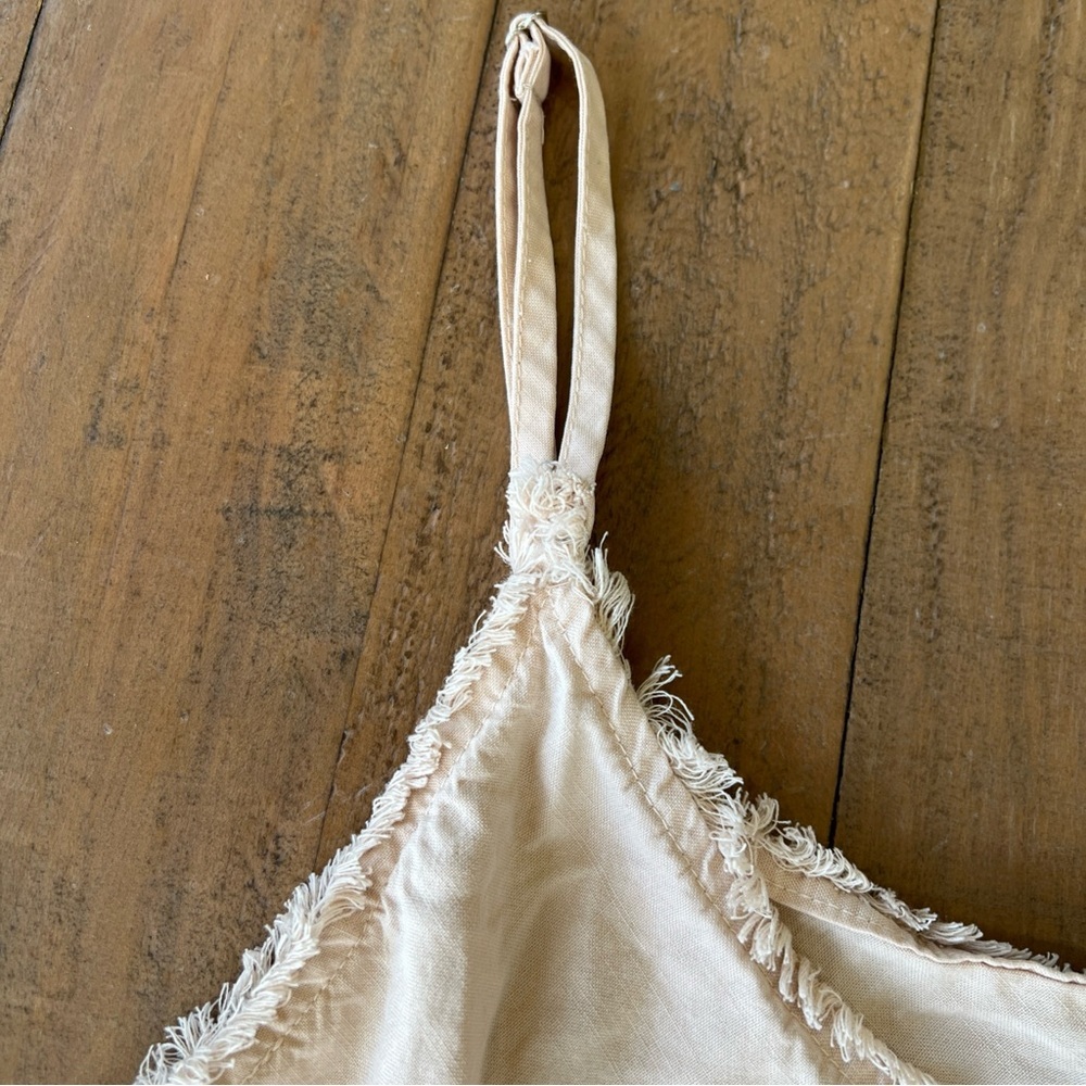 Bella Dahl Frayed Edge Cami Tank Top Linen Sand Tencel Boho Medium - Picture 3 of 8